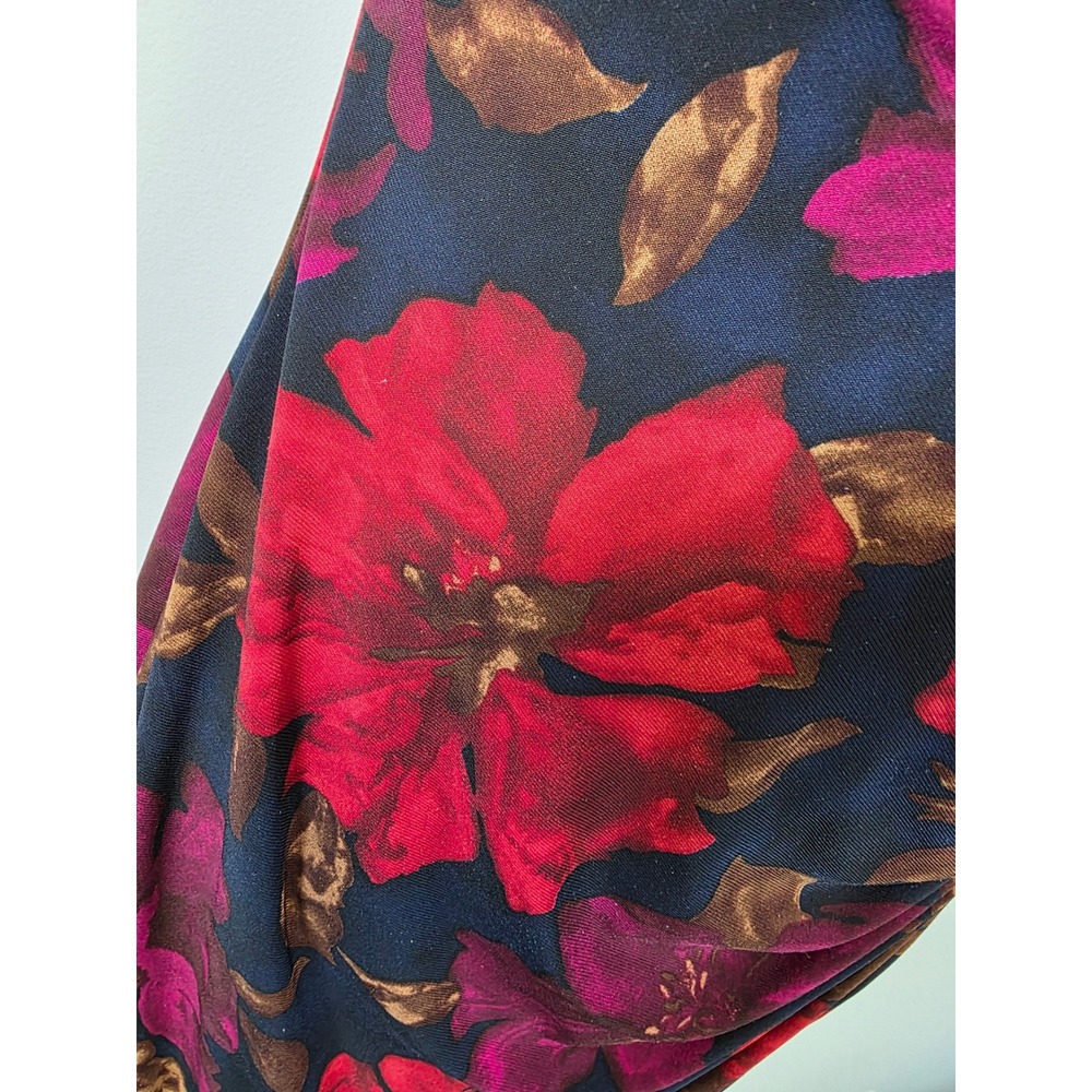 Chaps Womens Sleeveless Floral V Neck Ruched Sheath Dress Size Small S /A274 - Picture 7 of 9